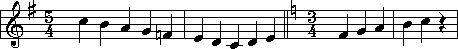 First 2 measures in 5/4, key of G, remaining measures in 3/4, key of C (1.2 KB GIF)