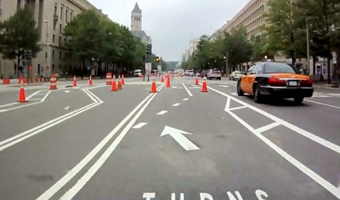 Bike lanes at 9th St. NW, mid-May, 2010