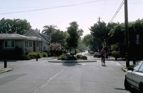 Nieghborhood traffic circle in Berkeley, California