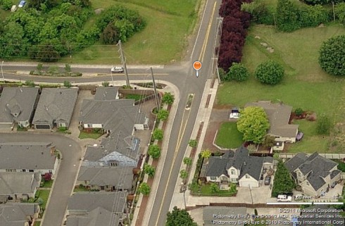 Microsoft Bing view of Gilham Road at Ayers Road, Eugene, Oregon