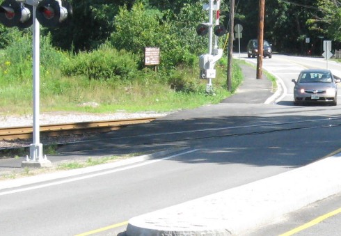 Sidewalk crossing looking from the west