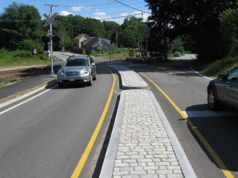 Route 117 and Fitchburg line, Lincoln, Massachusetts, looking east