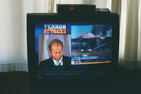 Televison news coverage of the September 11 attack on the Pentagon.