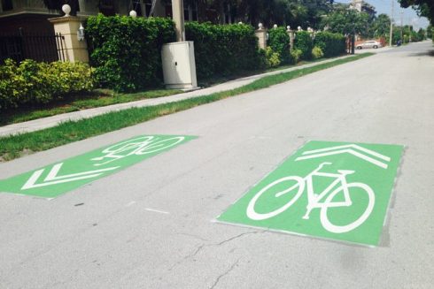 Share-lane marking with green background