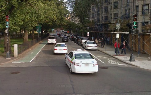 Looking across Charlesgate East. The Desperation Aroow is visible at the right side of the roadway. (Google Street View) 