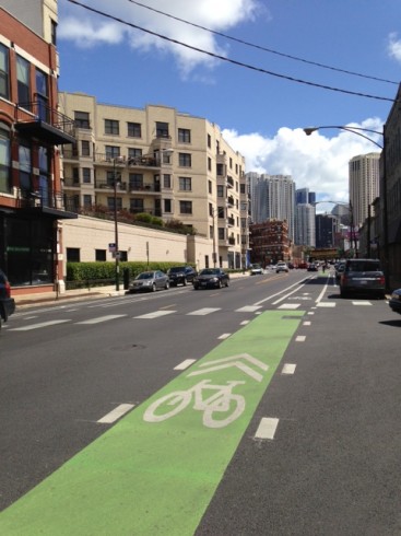 Forbes thinks this is a "protected bike lane". It is a buffered bike lane. 