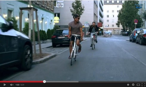 Bicyclists riding opposite traffic