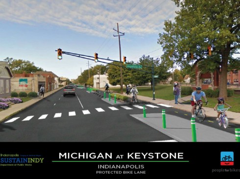 Photoshop drawing of proposed Indianaplis bikeway