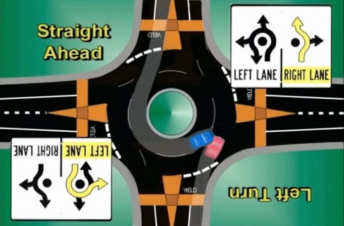 Conflict between through traffic and exiting left-turn traffic