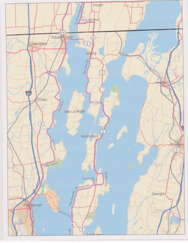 Border section of Lake Champlain Bikeways Map