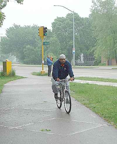 Cyclist leaving the signalized and actuated crossing