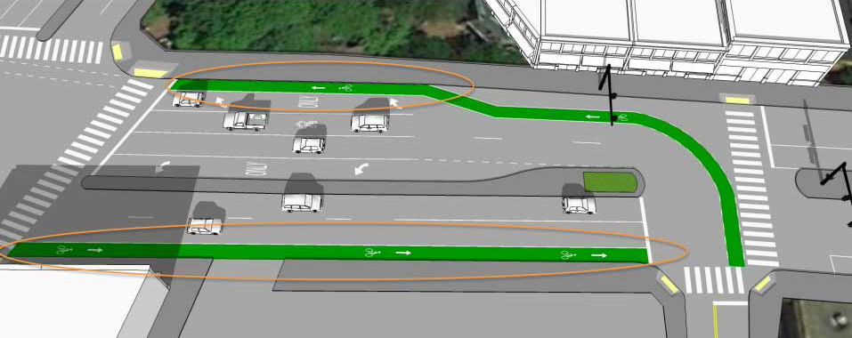 Drawing showing new bikeway alignment