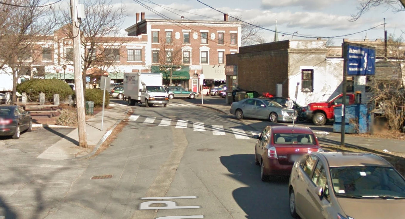 Looking up Swan Place toward Massachusetts Avenue