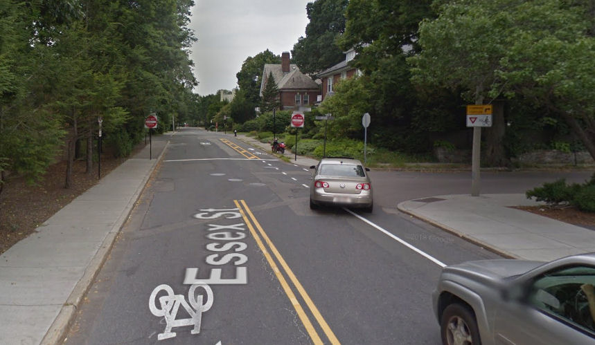 Bike lane striped to corner, August, 2013