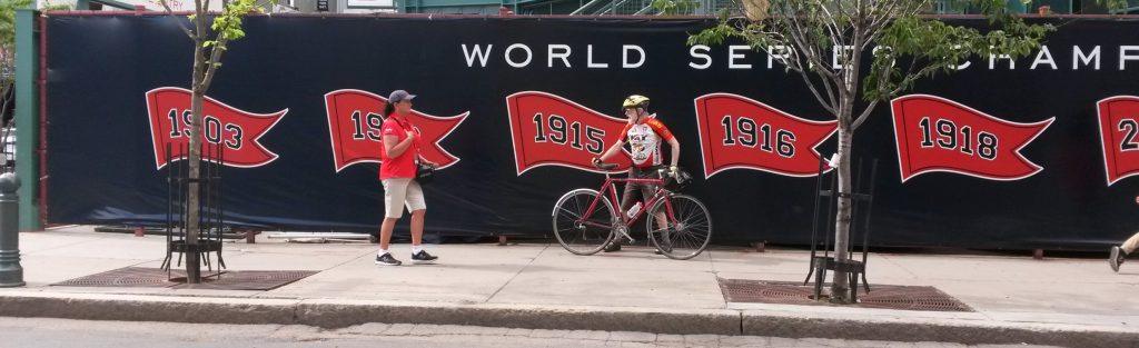 John Allen with Bicycle at Fenway Stadium