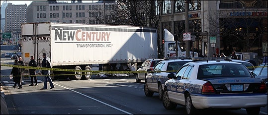 Chris Weigl crash scene (Boston Globe photo)