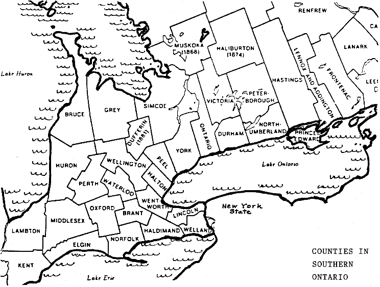 Counties in southern Ontario (24273 bytes)