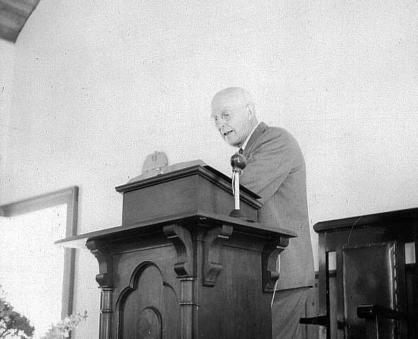 The Rev. Harold S. Stewart in the pulpit July 20, 1958